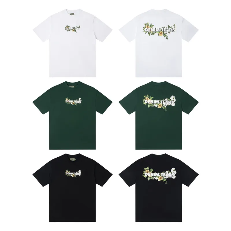 D310 #DENIM TEARS Kapok classic pure cotton loose unisex white short-sleeved T-shirt 38 p100 black, white, green, pink, blue